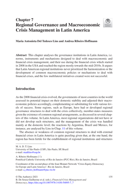 Regional Governance and Macroeconomic Crisis Management in Latin America