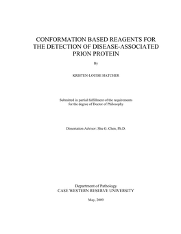 Conformation Based Reagents for the Detection of Disease-Associated Prion Protein