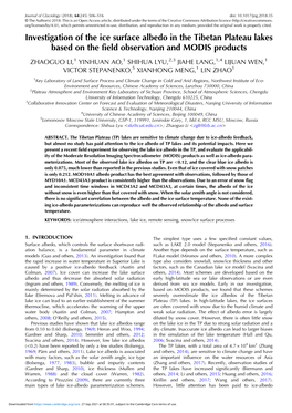 Investigation of the Ice Surface Albedo in the Tibetan Plateau Lakes Based on the Field Observation and MODIS Products