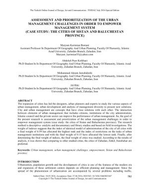 Assessment and Prioritization of the Urban Management Challenges in Order to Empower Management System (Case Study: the Cities of Sistan and Baluchestan Province)