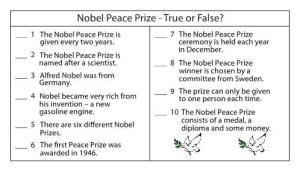 Nobel Peace Prize - True Or False?