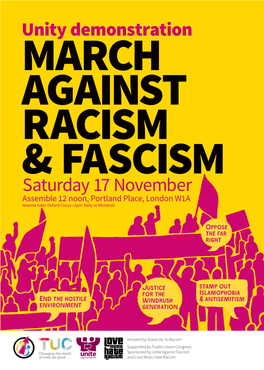 Stand up to Racism Unity Demonstration Flyer November 2018