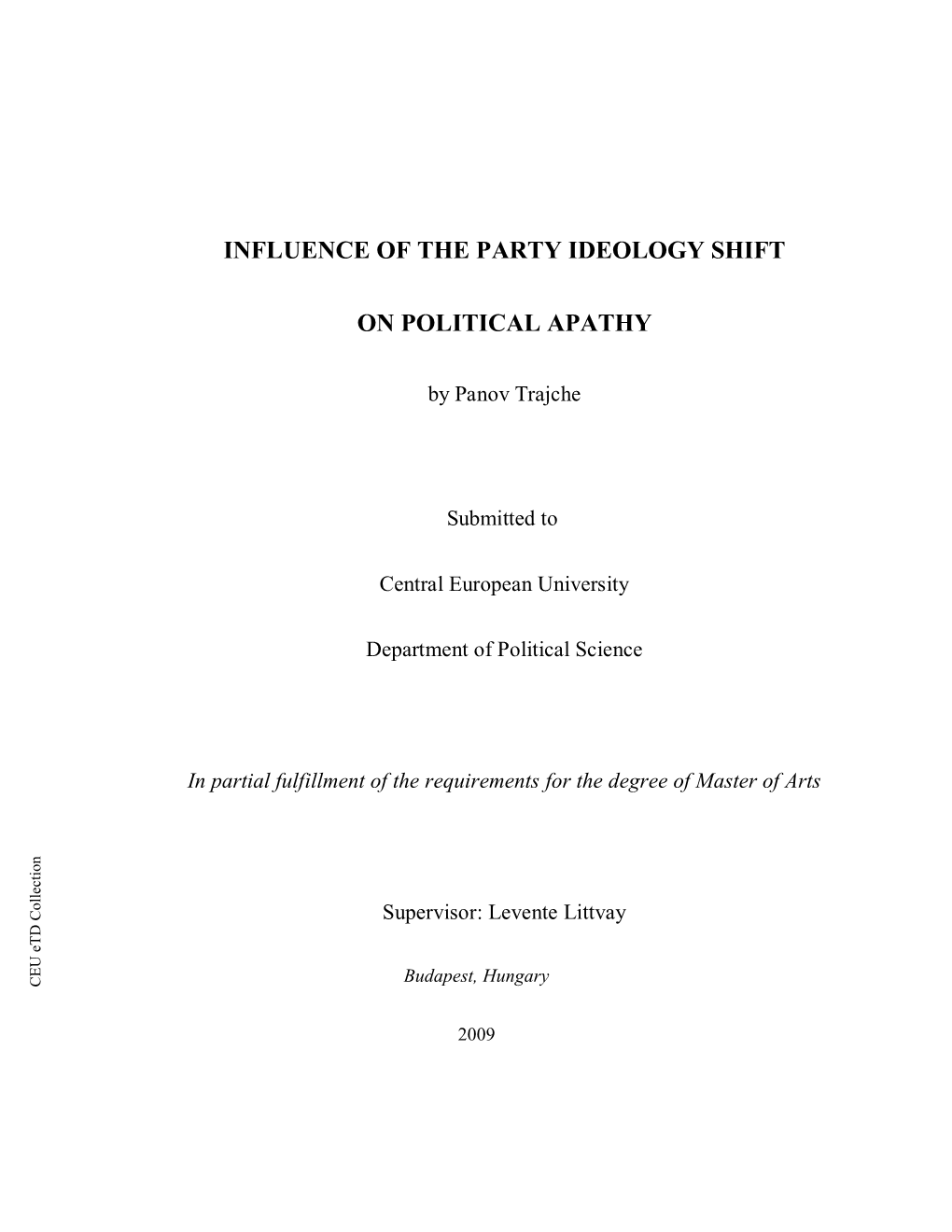 Influence of the Party Ideology Shift on Political Apathy