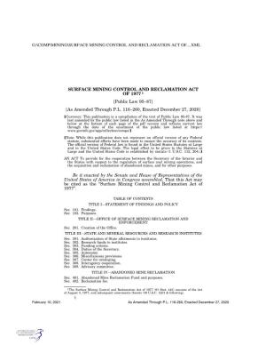 Surface Mining Control and Reclamation Act of 19771