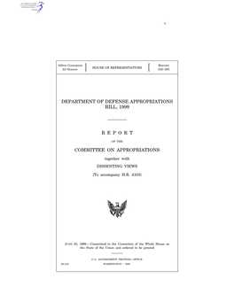 Department of Defense Appropriations Bill, 1999