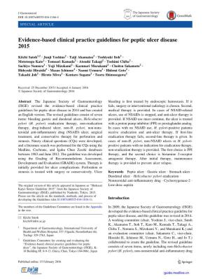 Evidence-Based Clinical Practice Guidelines for Peptic Ulcer Disease 2015