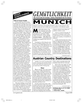 Gemütlichkeit SUBSCRIBER the Travel Letter for Germany, Austria, Switzerland & the New Europe