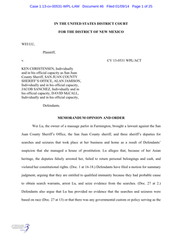 Case 1:13-Cv-00531-WPL-LAM Document 46 Filed 01/09/14 Page 1 of 25