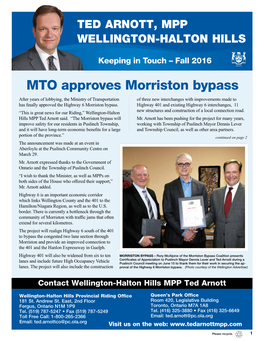 MTO Approves Morriston Bypass