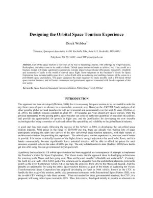 Designing the Orbital Space Tourism Experience