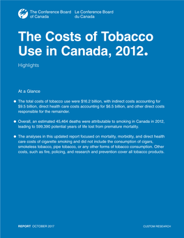 The Costs of Tobacco Use in Canada, 2012