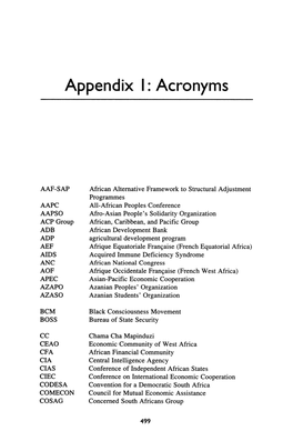 Appendix I: Acronyms