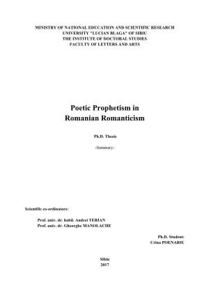 Poetic Prophetism in Romanian Romanticism