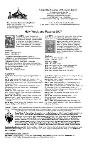 Holy Week and Pascha 2007