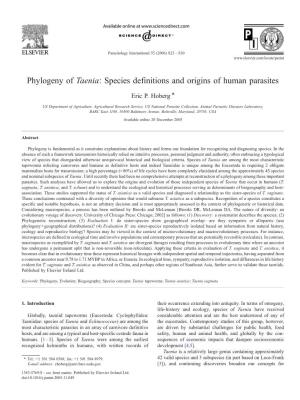 Phylogeny of Taenia: Species Definitions and Origins of Human Parasites