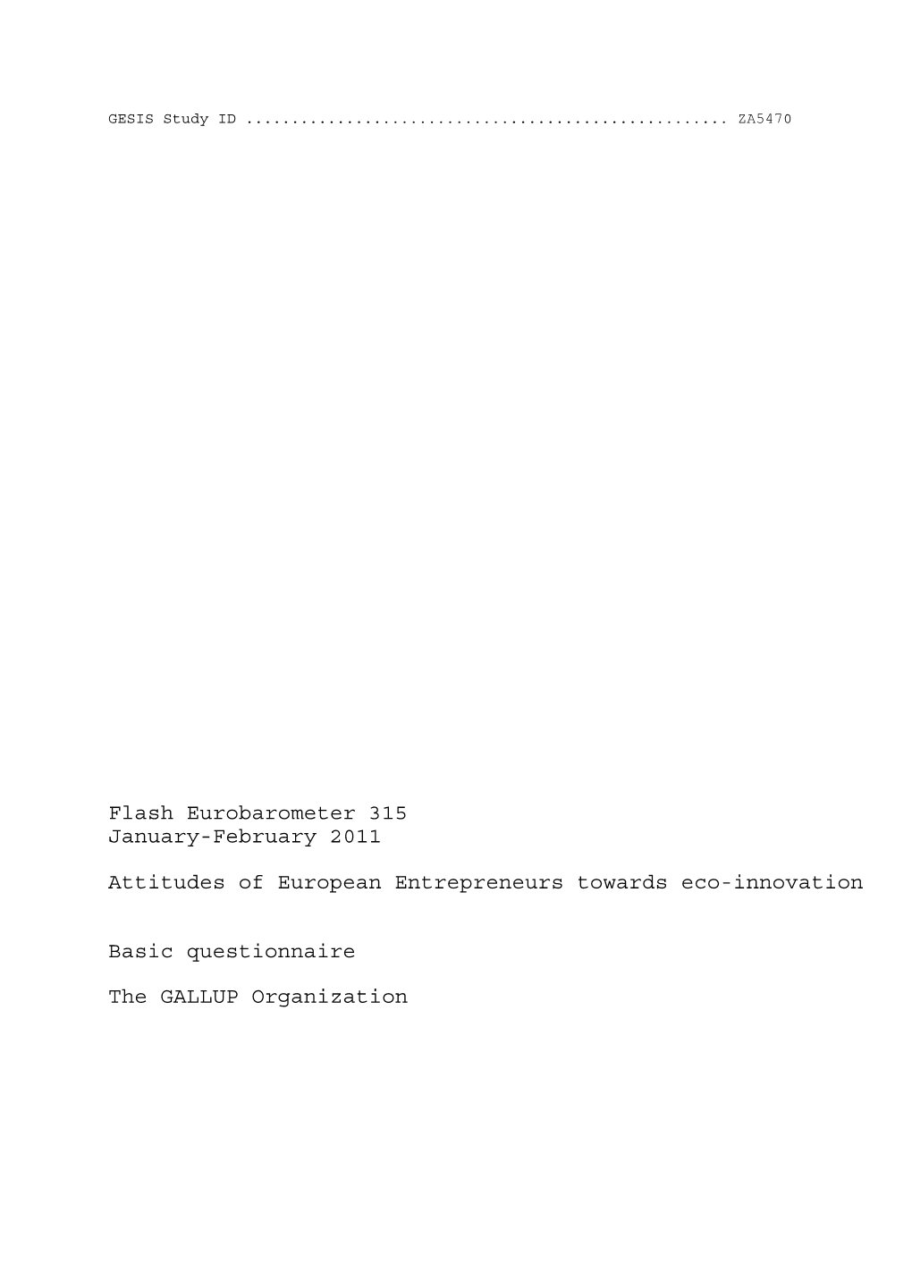 Flash Eurobarometer 315 January-February 2011