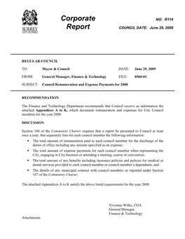 R114: Council Remuneration and Expense Payments for 2008