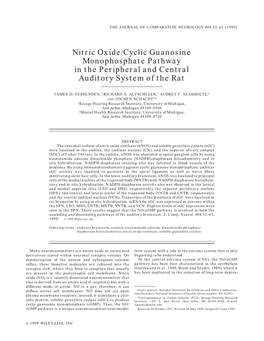 Nitric Oxide/Cyclic Guanosine Monophosphate Pathway in the Peripheral and Central Auditory System of the Rat