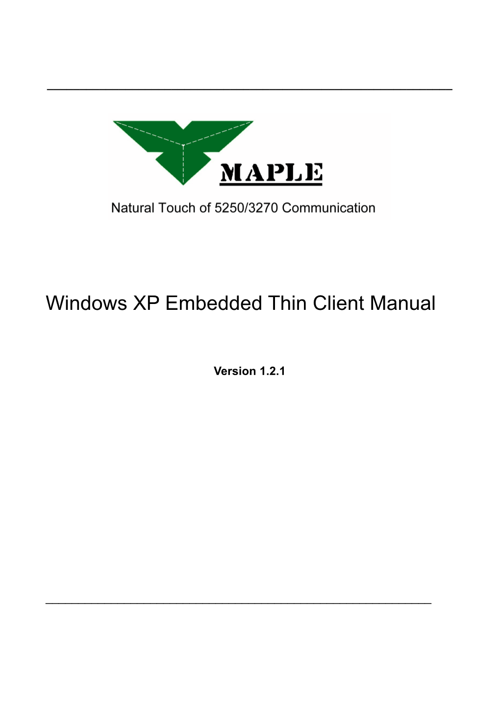 Windows XP Embedded Thin Client Manual