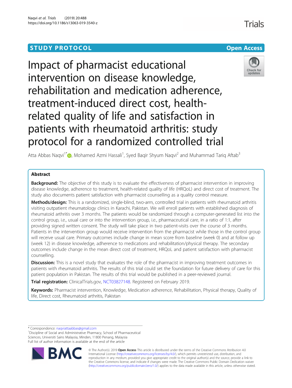 Impact of Pharmacist Educational Intervention on Disease Knowledge