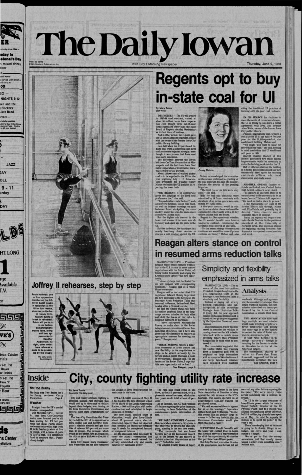 In-State Coal for UI Slicken by Miry Tlbor Citing the Traditional M Practice of Band Staff Writer Forming Only One-Year Coal Contracts