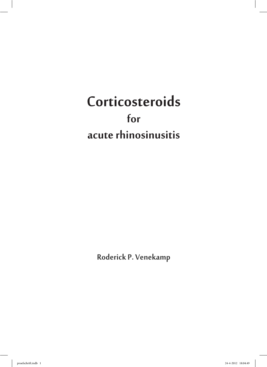 Corticosteroids for Acute Rhinosinusitis