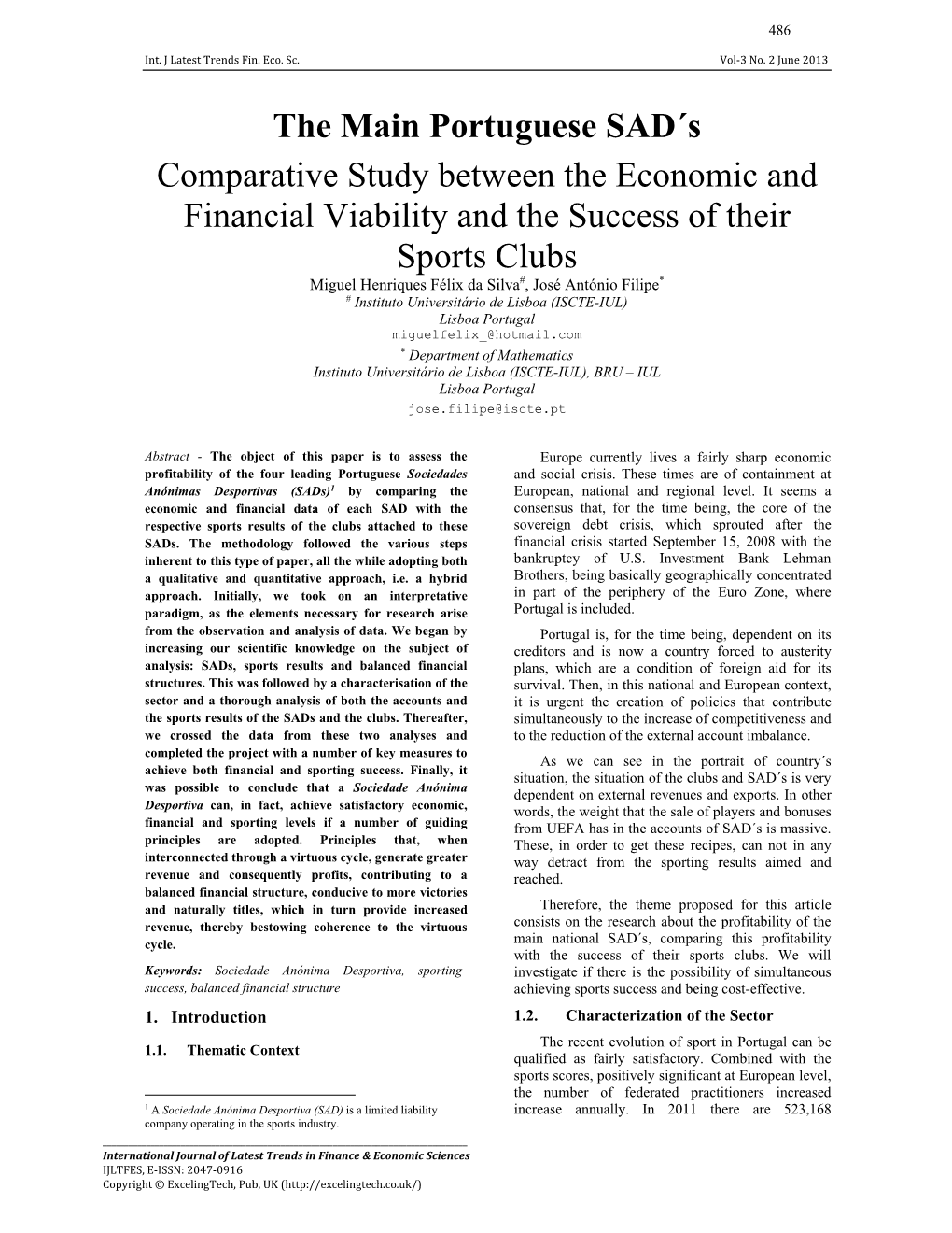 The Main Portuguese SAD´S Comparative Study Between The