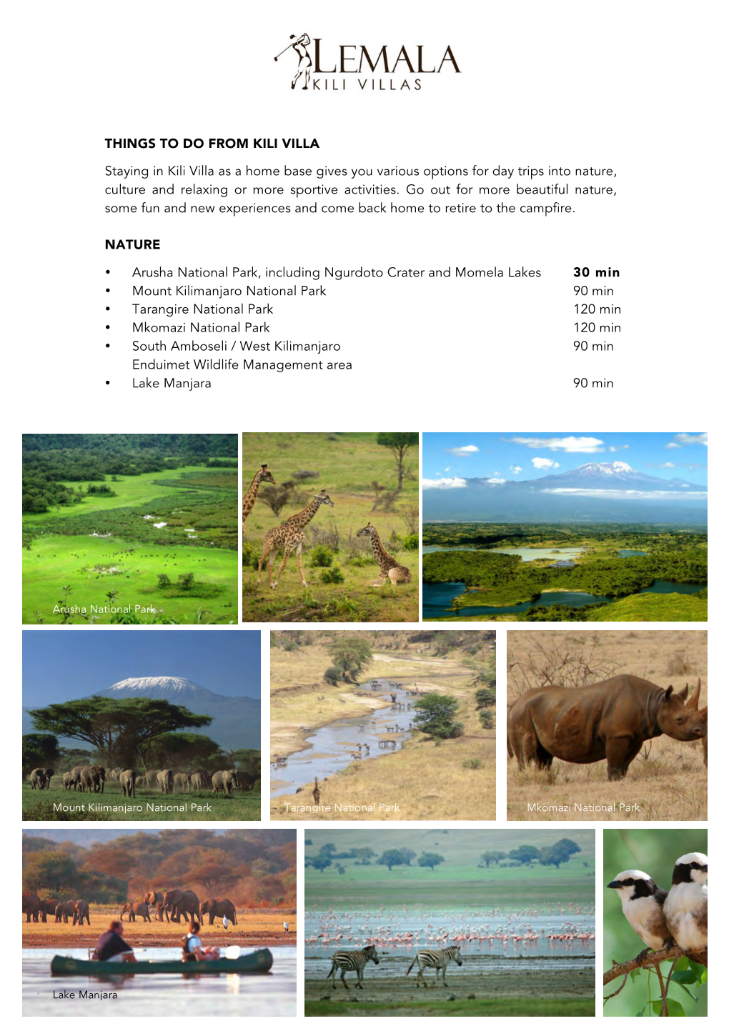 Things to Do from Kili Villa