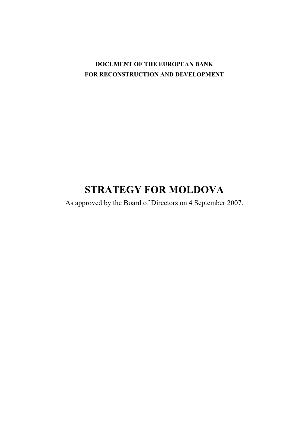 Moldova Country Strategy