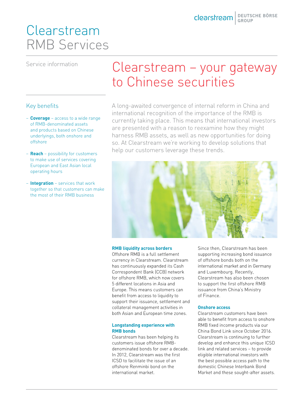 Clearstream RMB Services Clearstream – Your Gateway To