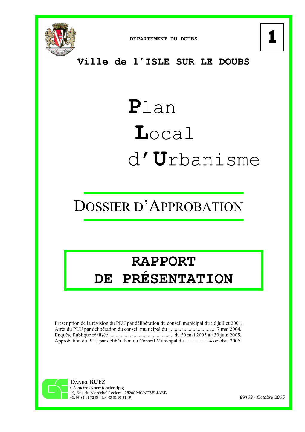 Plan Local D'urbanisme (PLU)