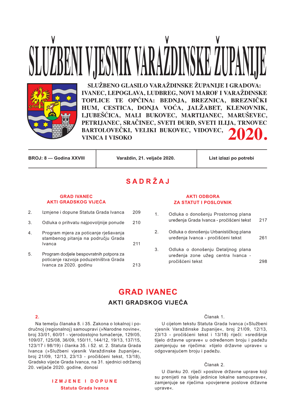 Grad Ivanec Akti Odbora Akti Gradskog Vijeća Za Statut I Poslovnik