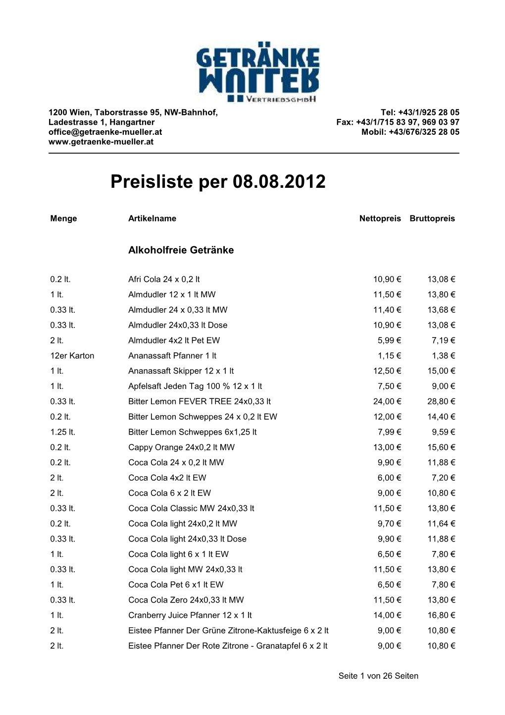 Preisliste Per 08.08.2012