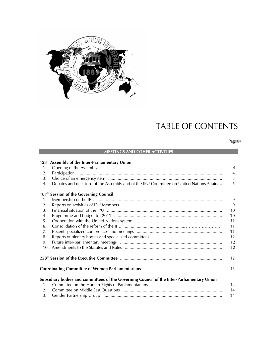 Table of Contents