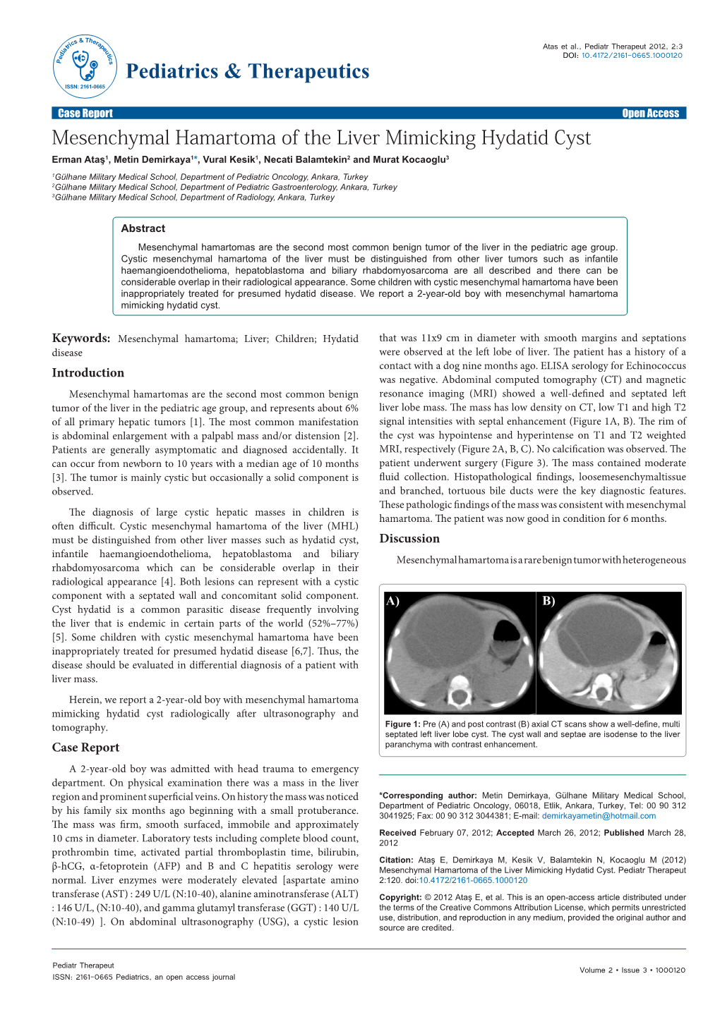 Mesenchymal Hamartoma of the Liver Mimicking Hydatid Cyst