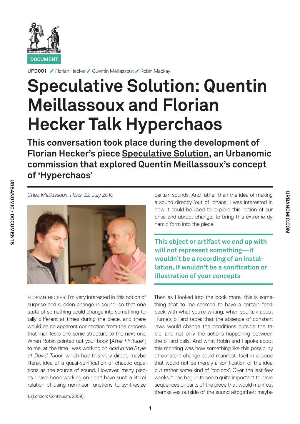 Quentin Meillassoux and Florian Hecker Talk Hyperchaos