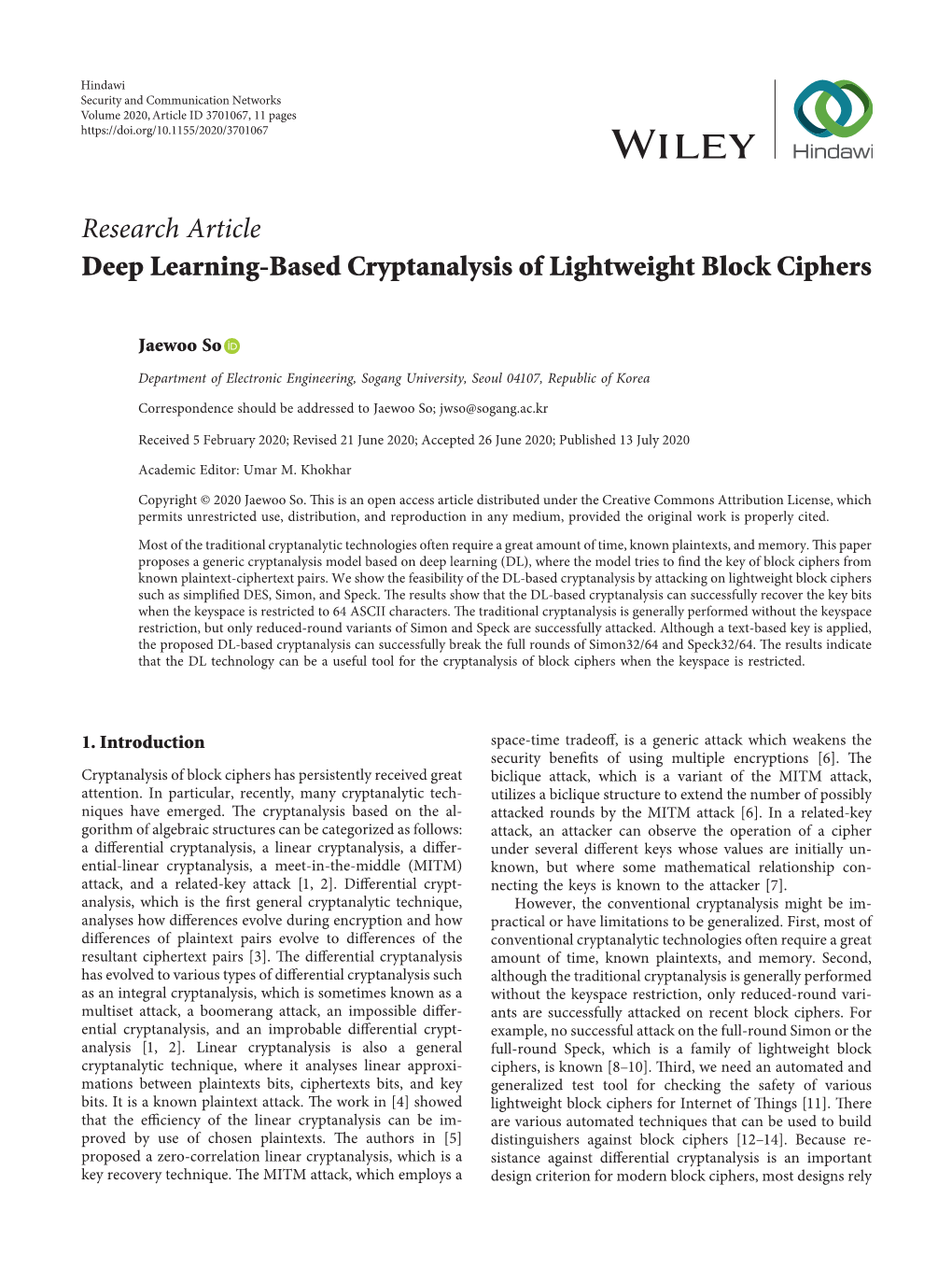 Deep Learning-Based Cryptanalysis of Lightweight Block Ciphers