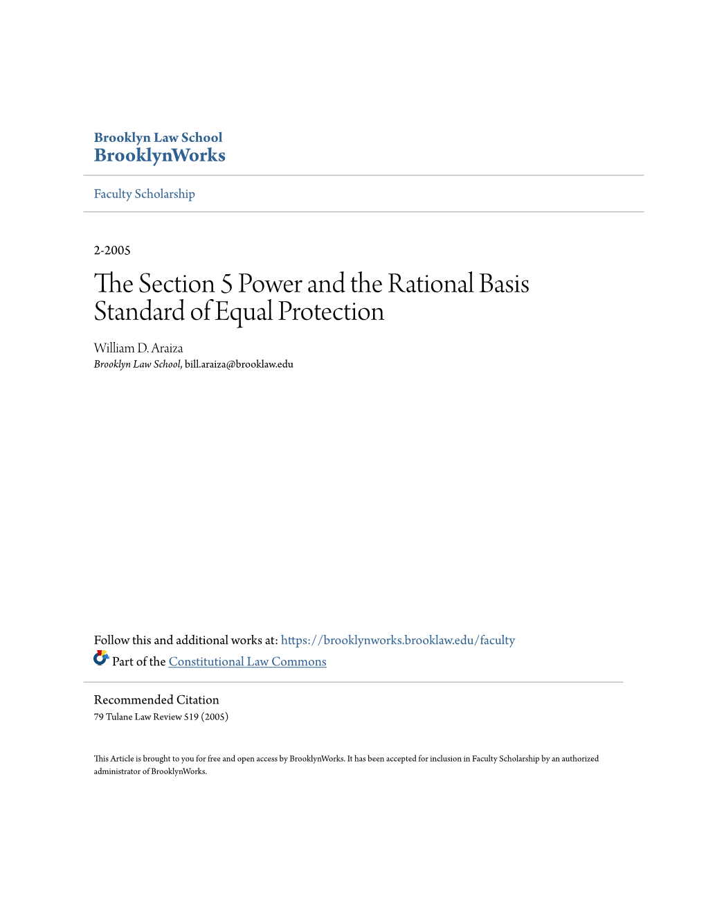 The Section 5 Power and the Rational Basis Standard of Equal Protection