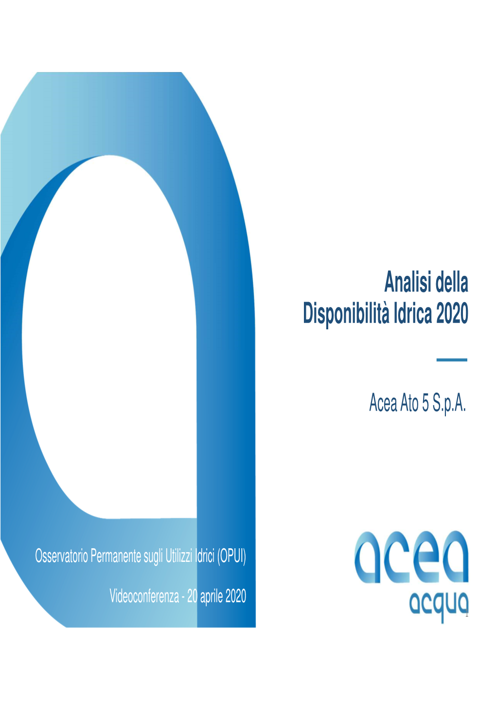 Analisi Della Disponibilità Idrica 2020