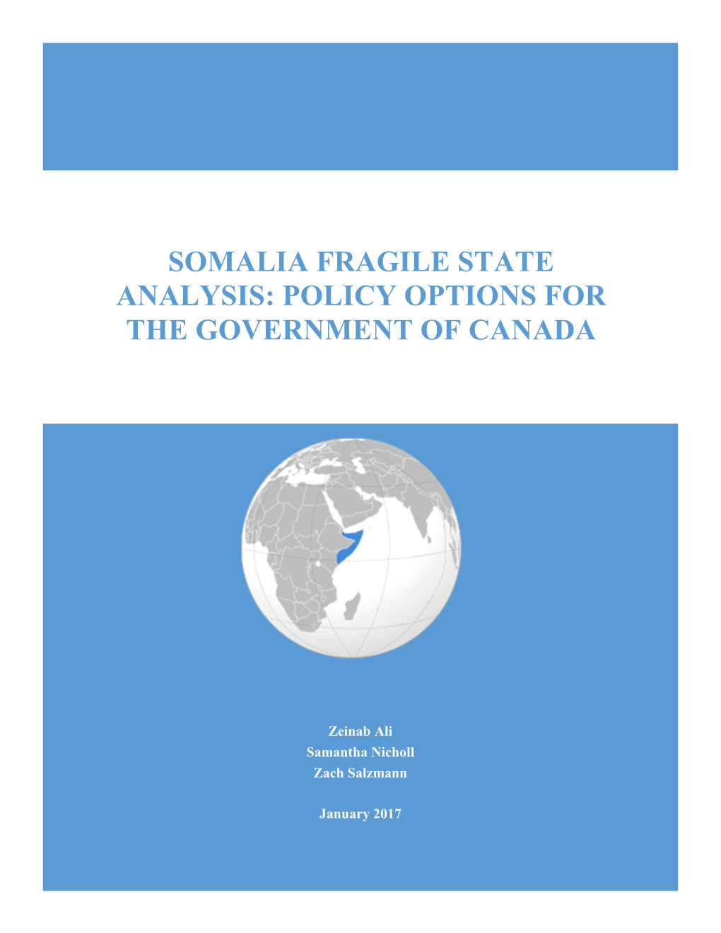 Somalia Fragile State Analysis: Policy Options for the Government of Canada
