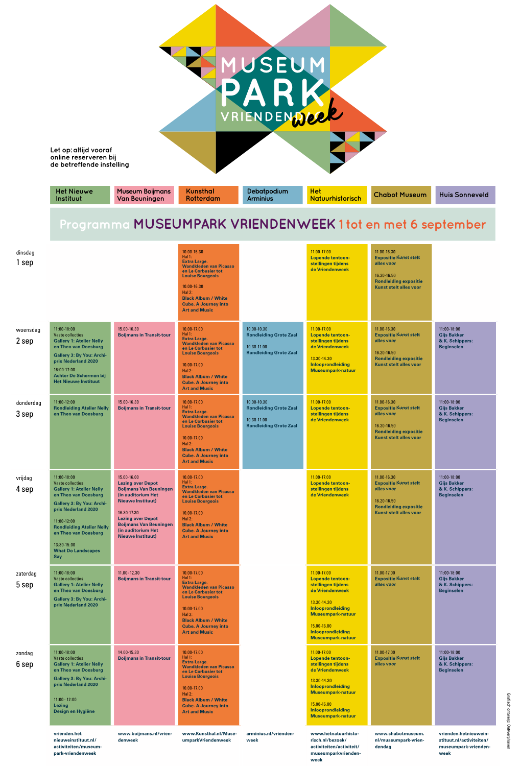 Museumpark Vriendenweek Schema