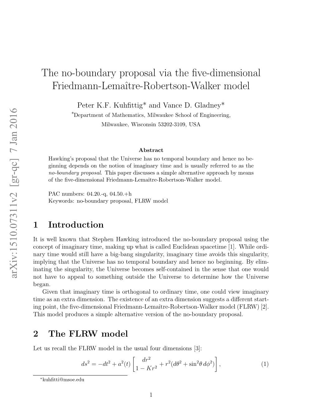 The No-Boundary Proposal Via the Five-Dimensional Friedmann