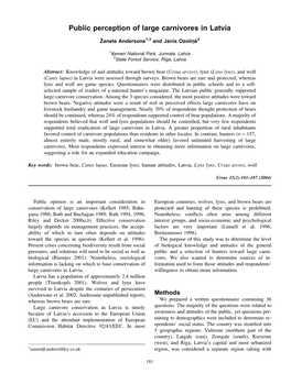 Public Perception of Large Carnivores in Latvia