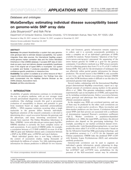 Mutagenesys: Estimating Individual Disease Susceptibility Based On