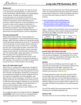 Long Lake FIN Summary 2017