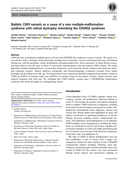 Biallelic CDK9 Variants As a Cause of a New Multiple-Malformation Syndrome with Retinal Dystrophy Mimicking the CHARGE Syndrome