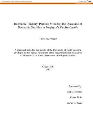 The Discourse of Daemonic Sacrifice in Porphyry's De Abstinentia