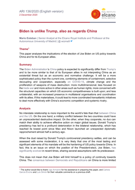 Biden Is Unlike Trump, Also As Regards China