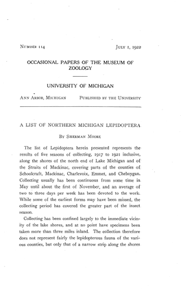 Occasional Papers of the Museum of Zoology