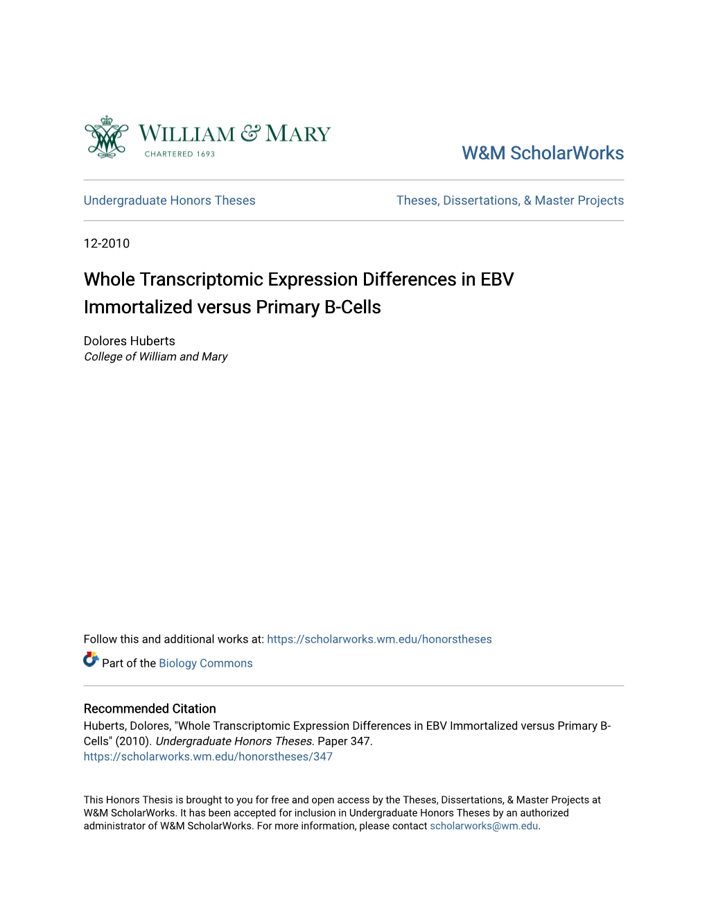 Whole Transcriptomic Expression Differences in EBV Immortalized Versus Primary B-Cells